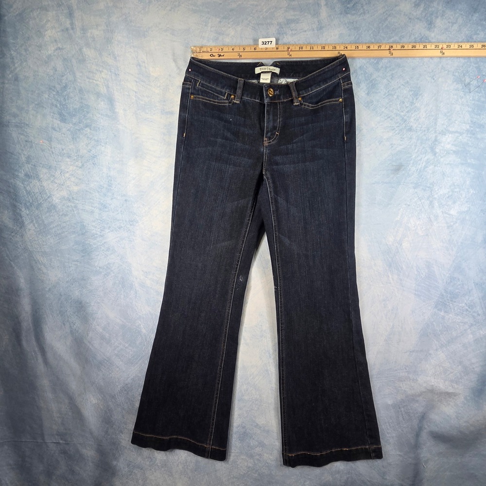White House Black Market‎ Blanc Trouser Leg Jeans Dark Wash Indigo 0S Stretch